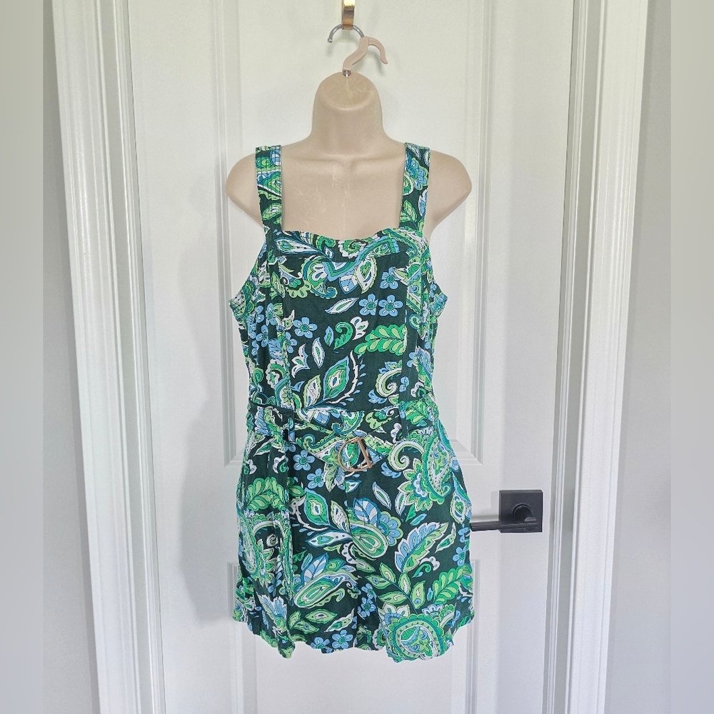 LOFT Paisley Green and Blue Romper Sz 6 Worn 1x